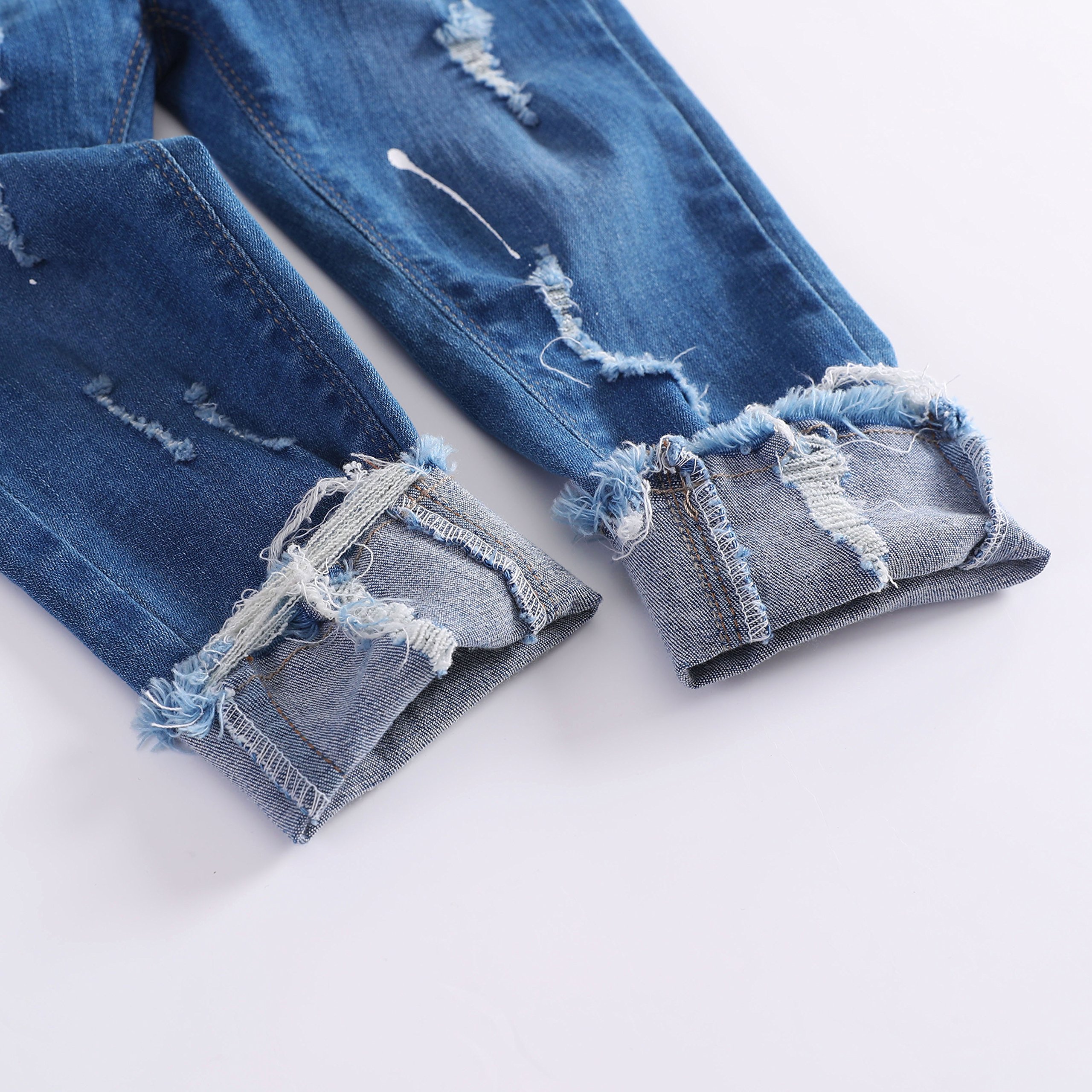 KIDSCOOL SPACE Vaquero Rasgado para bebé, Pantalones de Mezclilla Desgastados con Cintura elástica para niños pequeños
