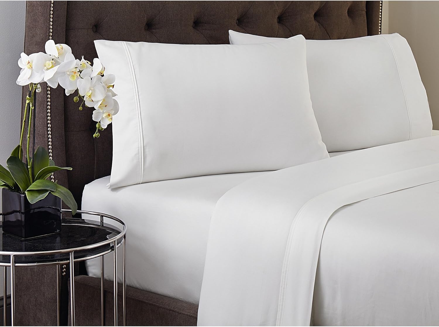 400 Thread-Count 100% Cotton Pure White Twin-Sheets Set, 3-Piece Long-staple Combed Cotton Best-Bedding Sheets, Breathable, Soft & Silky Sateen Weave Fits Mattress Deep Pocket. All Season comfort..