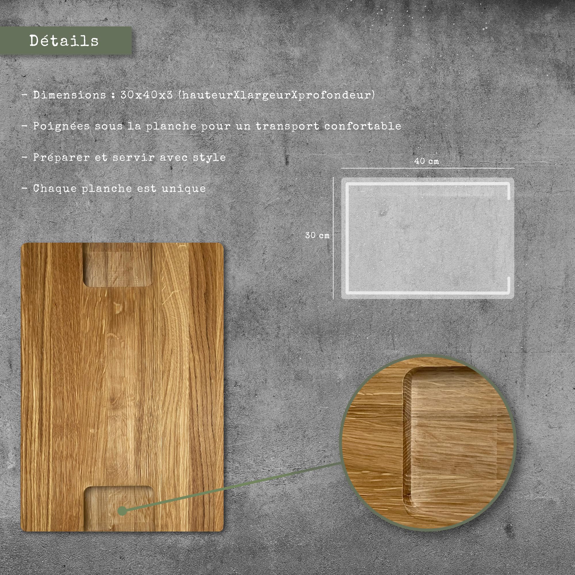 LOOXIS planche à découper personnalisée avec nom - chêne, planche à steak, planche à servir, planche à charcuterie (idée cadeau pour emménagement, anniversaire, fête des pères) - Motif 6