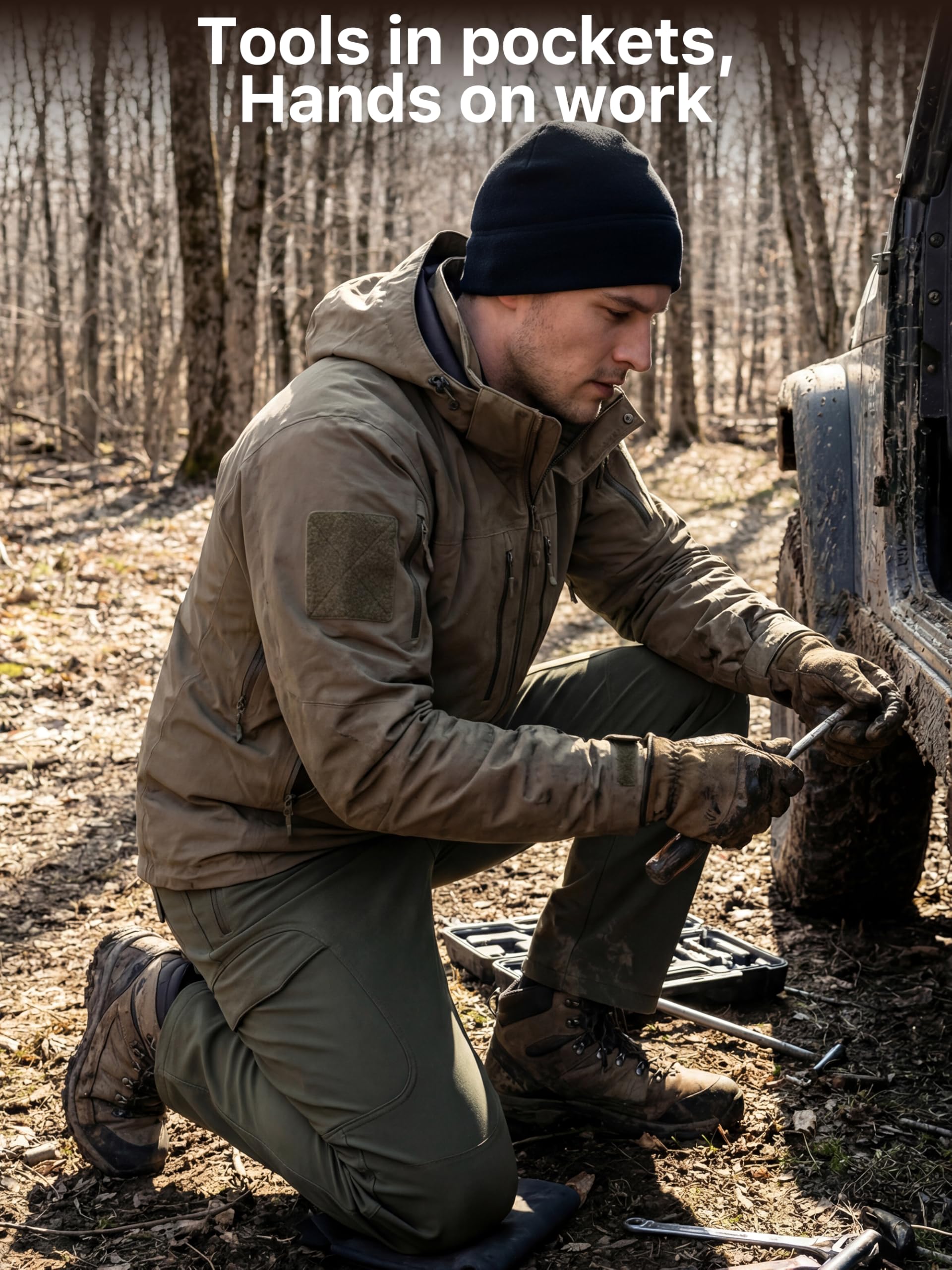 FREE SOLDIER Pantaloni da Lavoro Uomo Pantaloni Sci Termici Pantaloni Trekking Impermeabile Invernali Pantaloni da Caccia Militari Tattici Pantaloni da Neve Softshell Foderati in Pile