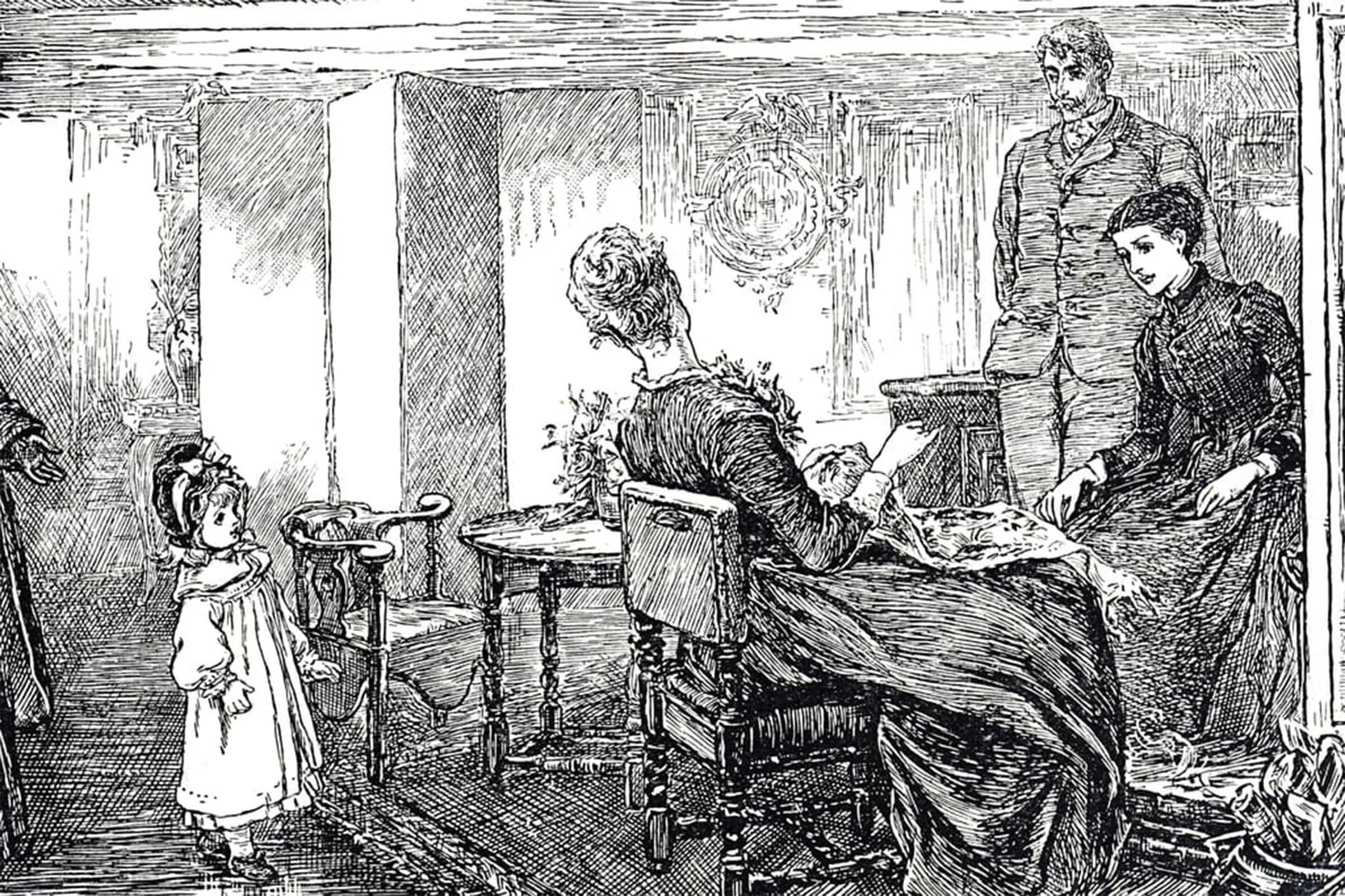 SERENDIPITP Vintage Wall Art Canvas Nordic Poster Canvas Print Picture Illustration of a Little Girl Being Looked After by Mary Ellen Edwards Wall Art Poster for Home Decor 60x90cm