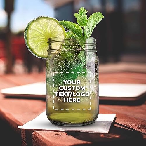 Miniatura 6 de DISCOUNT PROMOS Tarros decorativos personalizados de 12 onzas, juego de 100 unidades, tarros de vidrio para avena durante la noche, dulces, frutas,