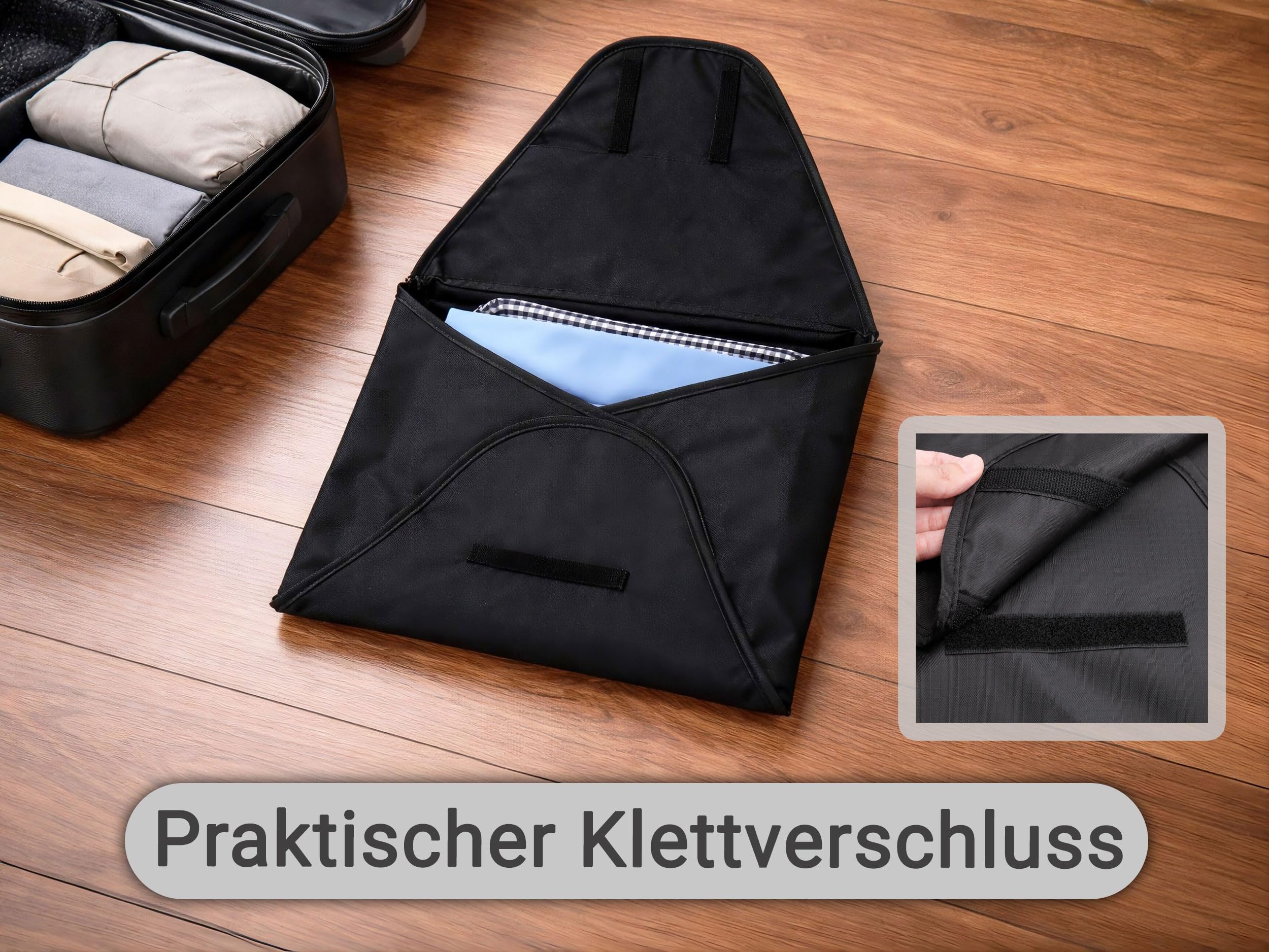 ZOLLNER 3er Set Hemdentaschen in 41x30 cm - für faltenfreie Kleidung - wasserabweisend - Polyester - leichtes Gewicht