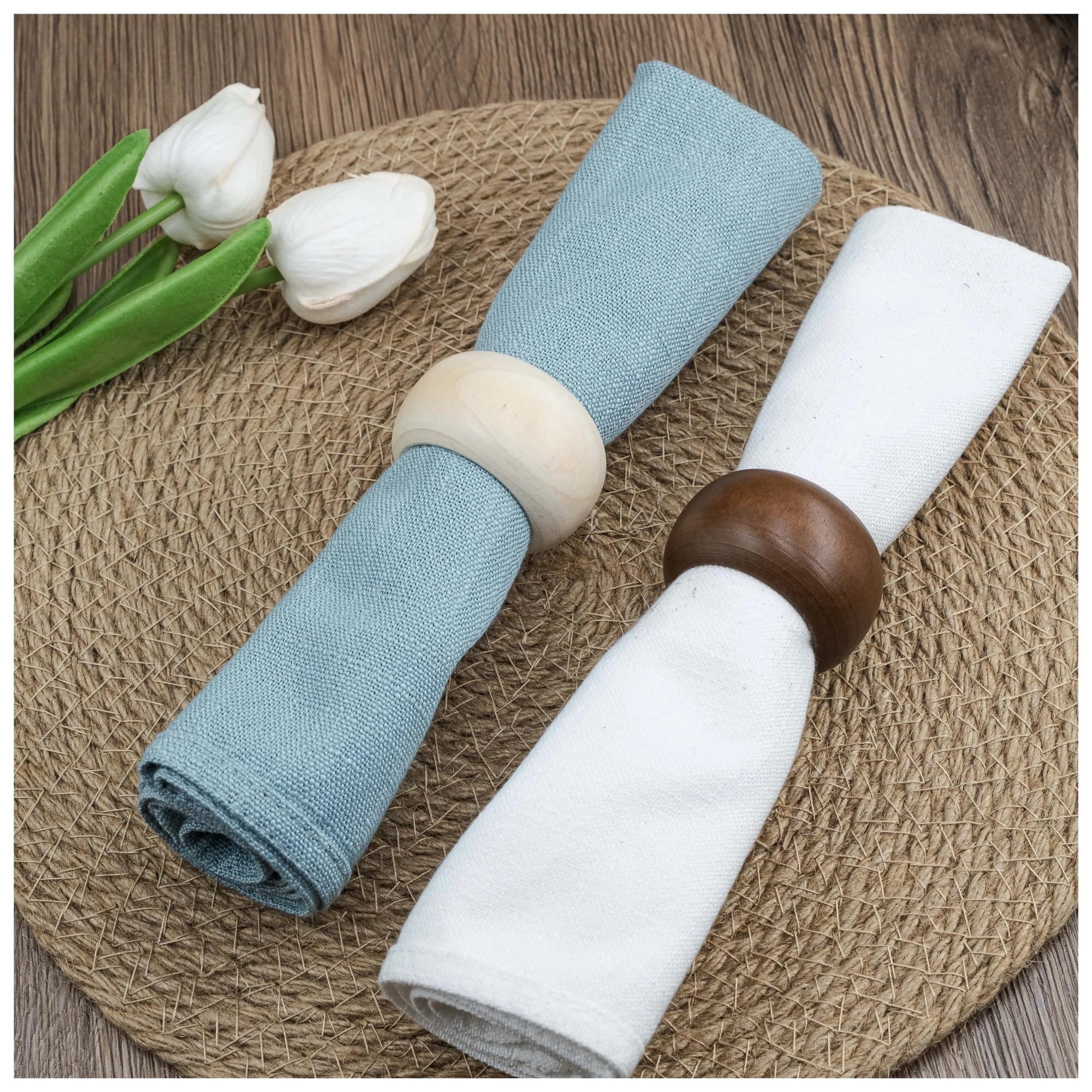 Set di portatovaglioli Confezione da 6 portatovaglioli in legno, tavolo in, decorativi realizzati a mano for matrimoni, banchetti, famiglia(Brown)