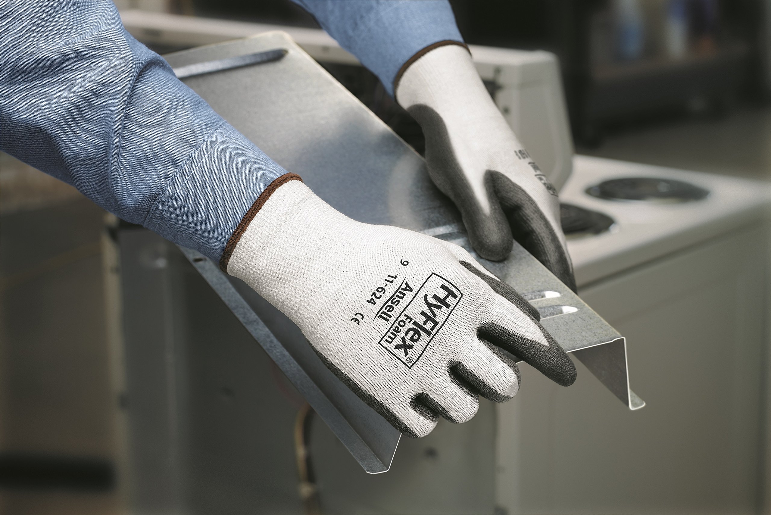 Ansell HyFlex 11-624 Gants de Travail en Dyneema, Résistance élevée à la Coupure, Enduction PU pour une Préhension Fiable, Lavable, Taille 9/L (12 Paires)