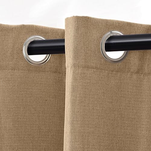 Miniatura 2 de Superior Juego de 2 cortinas opacas con textura de lino, par de paneles con aislamiento térmico con cabecera superior con ojales, cortinas clásicas