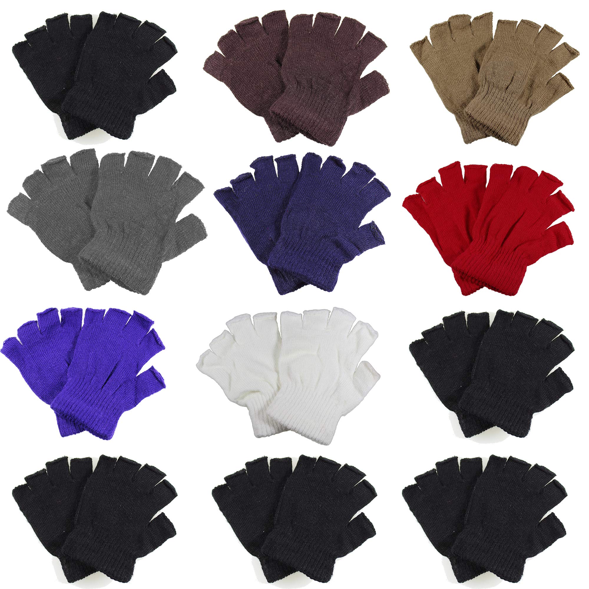 Gelante Guantes mágicos clásicos de punto sin dedos para adultos, lote al por mayor, 12 pares