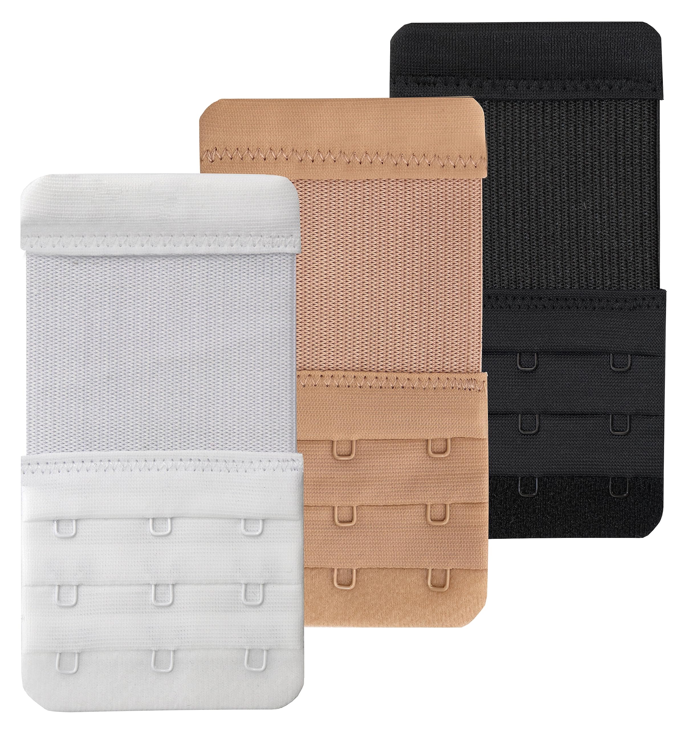 Tamlien Women's Bra Extenders 3 Hook Black, White, Skin Color Bra Extender 3 Hook,Stretchy Soft And Comfortable Bra Strap Extender