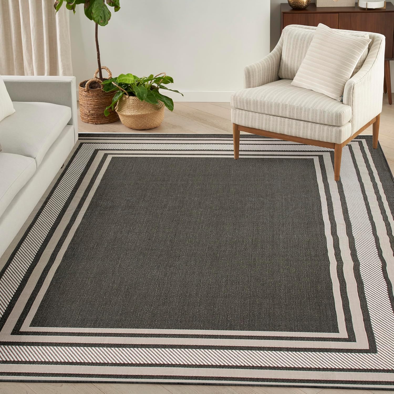 Amazon.com: Nourison Horizon Indoor/Outdoor Black 10' x 14' Area Rug ...