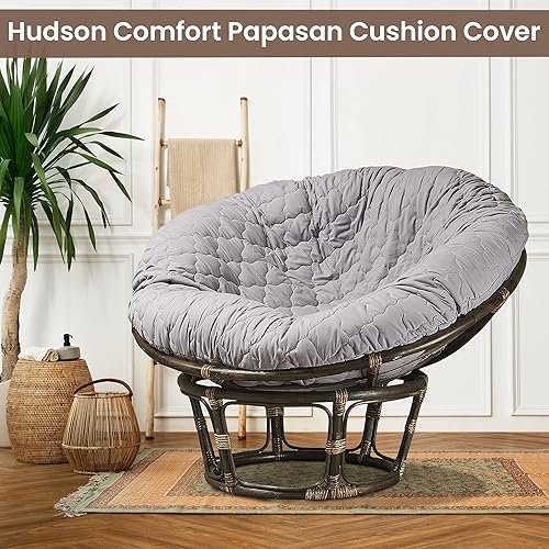 Miniatura 7 de Hudson Comfort Papasan - Funda de cojín  Forma acolchada tela de microfibra suave con cremallera solo funda de cojín Papasan  50 pulgadas se adapta