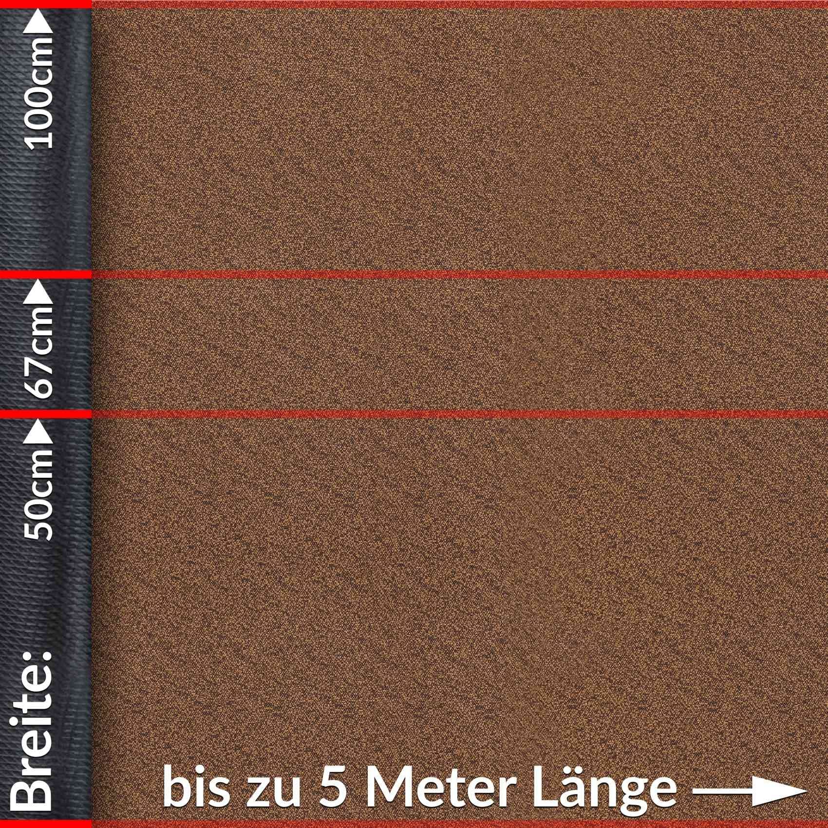 ANRO Teppich Teppichläufer Flur Schlafzimmer Küche Wohnzimmer Küchenläufer Küchenteppich rutschfest Meterware Tamara Braun 400x100cm