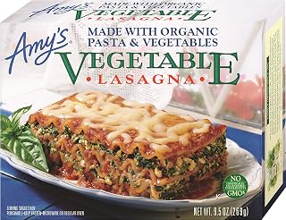 Amy's Organic Vegetable Lasagna Frozen Meal: Cheese, Pasta & Veggies, 9.5 oz - Kosher Vegetarian Single Serve
