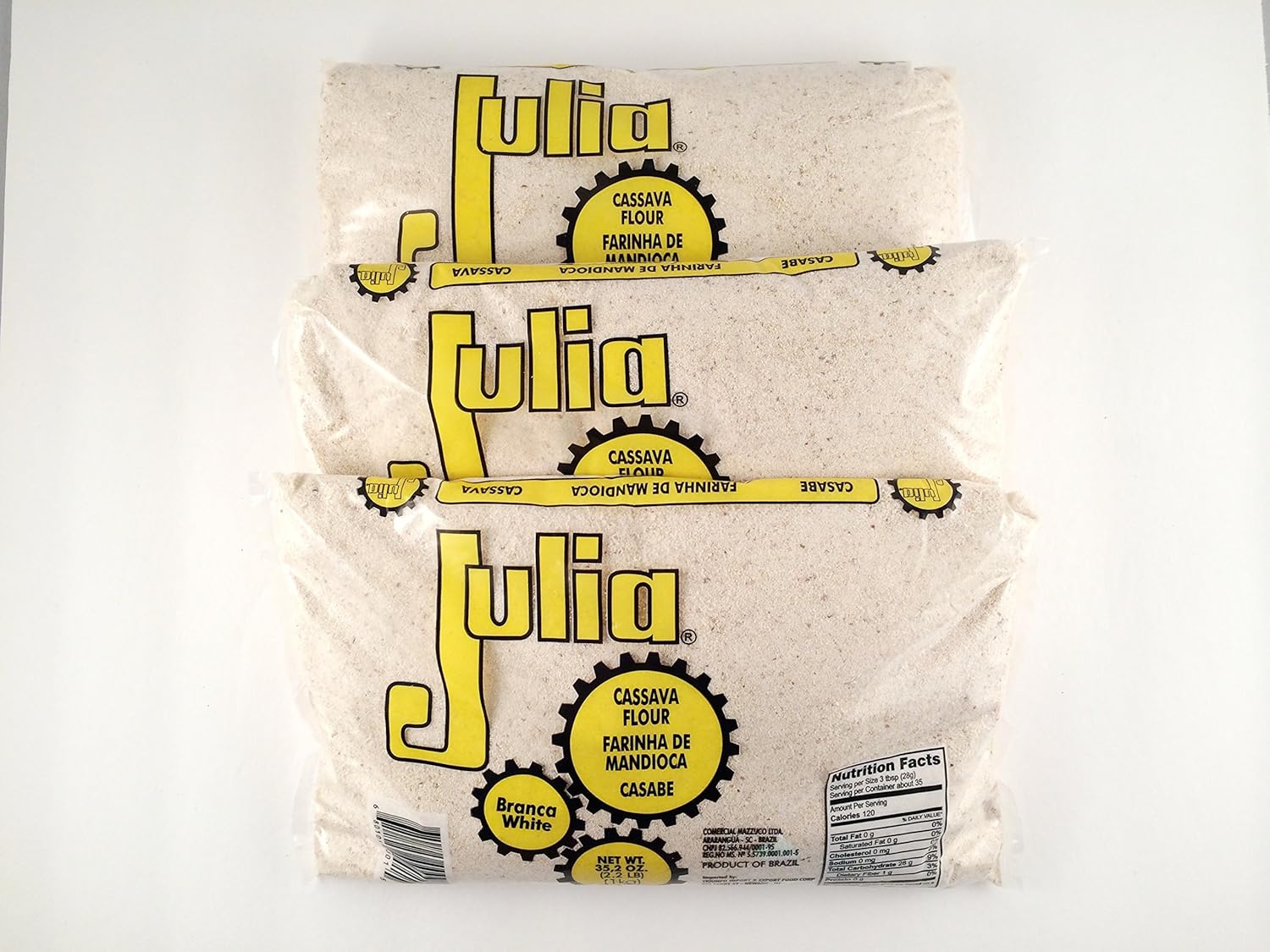 Julia Cassava Flour - Value Bundle 3 Pack of 2.2 Lb. Bags