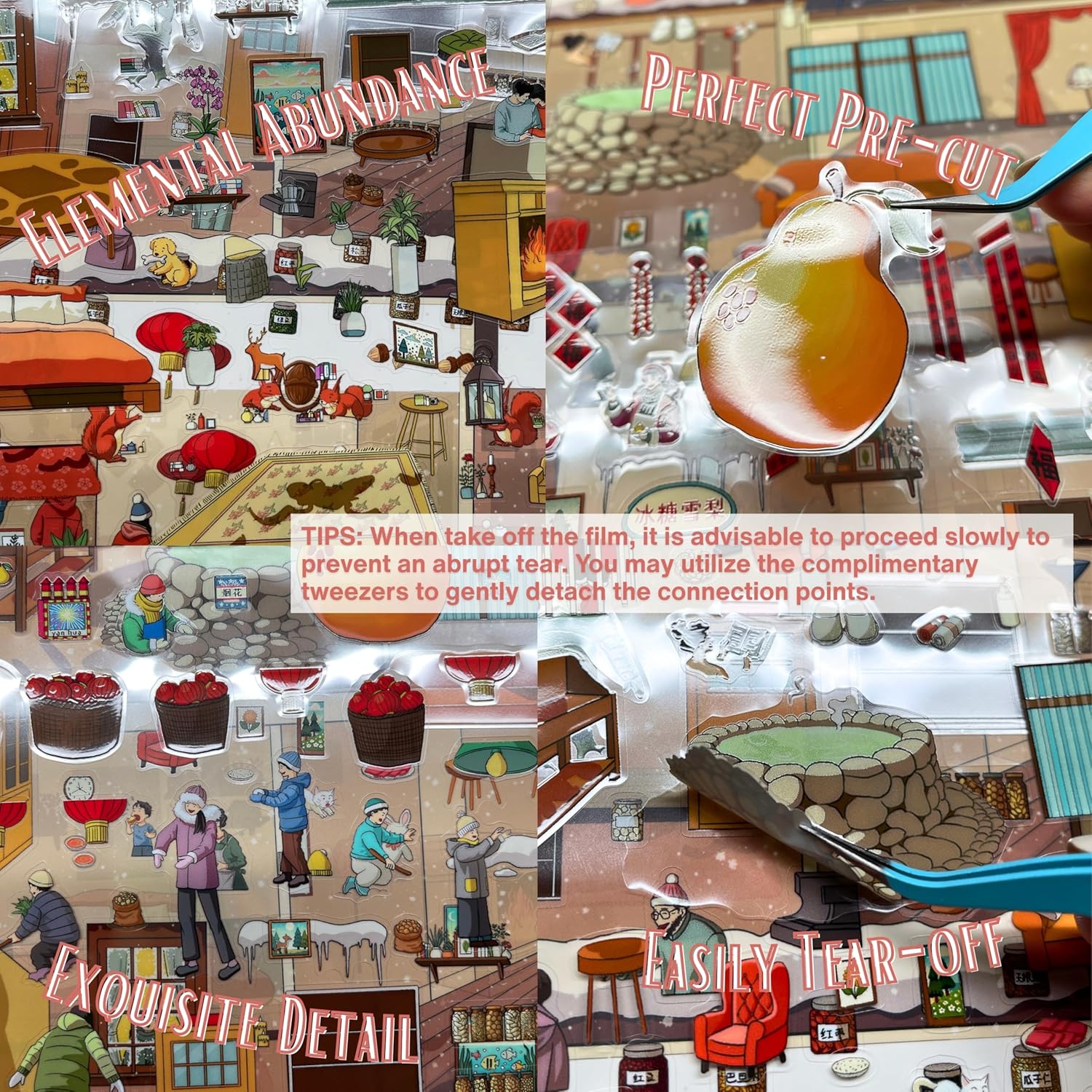 4 Sets of Fun Large Size DIY Scene Stickers, Make Your Own Mini House, Landscape Sticker for Adult, Sticker Art Relief Stress Pass The Time-The Four Seasons. - Image 2