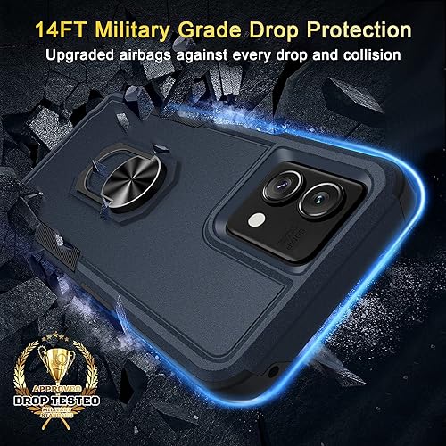 Miniatura 3 de Funda para Motorola Moto G Stylus 5G 2023 con protector de pantalla, grado militar protección a prueba de golpes soporte de anillo integrado Funda
