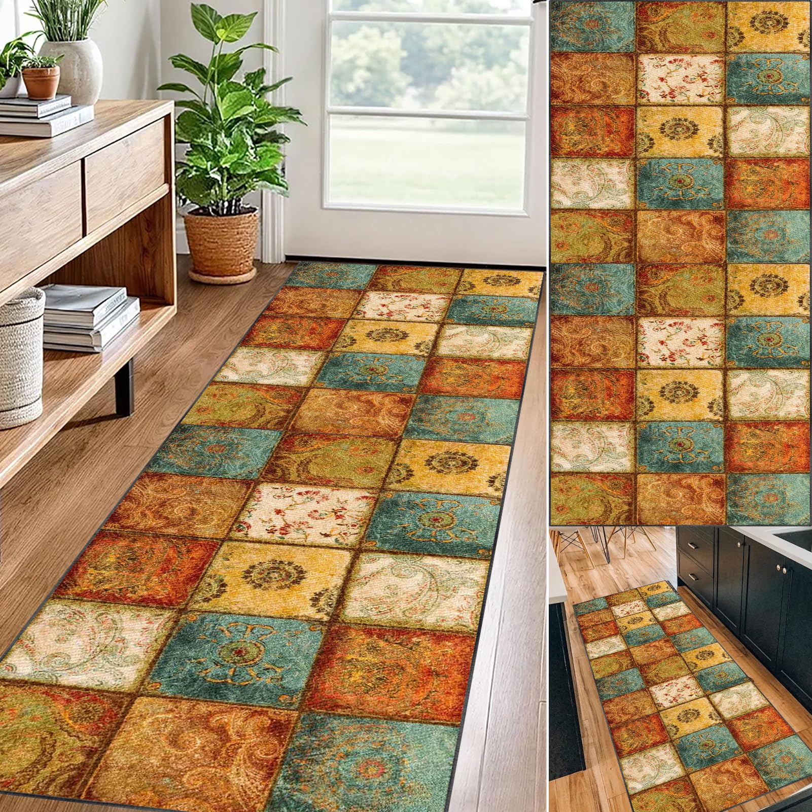 Runner Rugs for Hallway Kitchen Carpet Runners Non Slip Washable Hall Runner Rugs Long Hallway Rug Carpet Floor Mat for Hallway Entryway Laundry Room Living Room Area Rug Narrow Rugs 40 x 100 cm