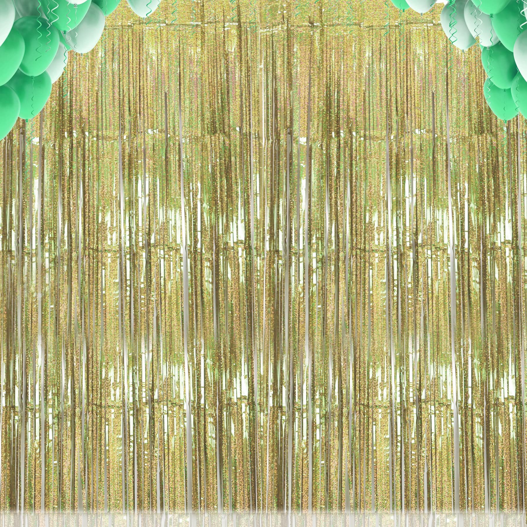 Drucilla Tinsel Gordijnen, Pack van 2 Tinsel Glitter Curtain, Foil Rings, Metallic Streamers Achtergrond voor Feesten, Foto, Verjaardagsdecoratie, Bruiloft, 1 m x 2 m, Zilver