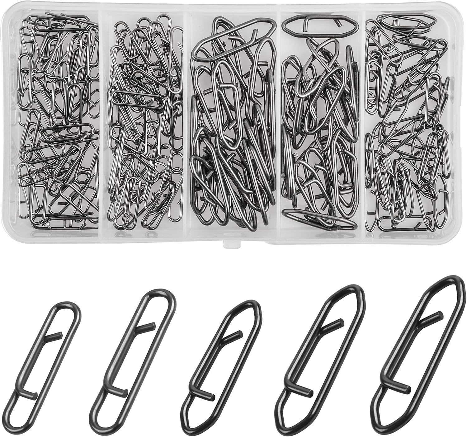 Power Clips High Strength Fishing Snaps Set, 100pcs Stainless Steel Connector Speed Clips for Quick and Easy Fishing Lure Attachement Saltwater