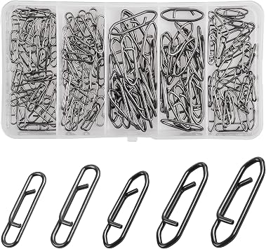 Power Clips High Strength Fishing Snaps Set, 100pcs Stainless Steel Connector Speed Clips for Quick and Easy Fishing Lure Attachement Saltwater