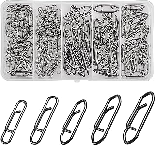 Power Clips High Strength Fishing Snaps Set, 100pcs Stainless Steel Connector Speed Clips for Quick and Easy Fishing Lure Attachement Saltwater