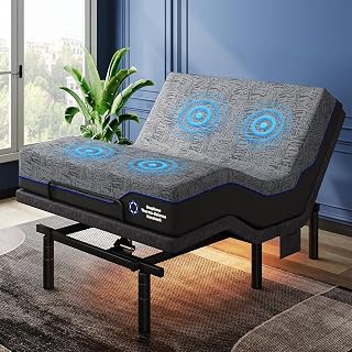 Pipishell Queen Adjustable Bed Frame + 12" Memory Foam Mattress | Massage, Zero Gravity, Anti-Snore, USB Ports