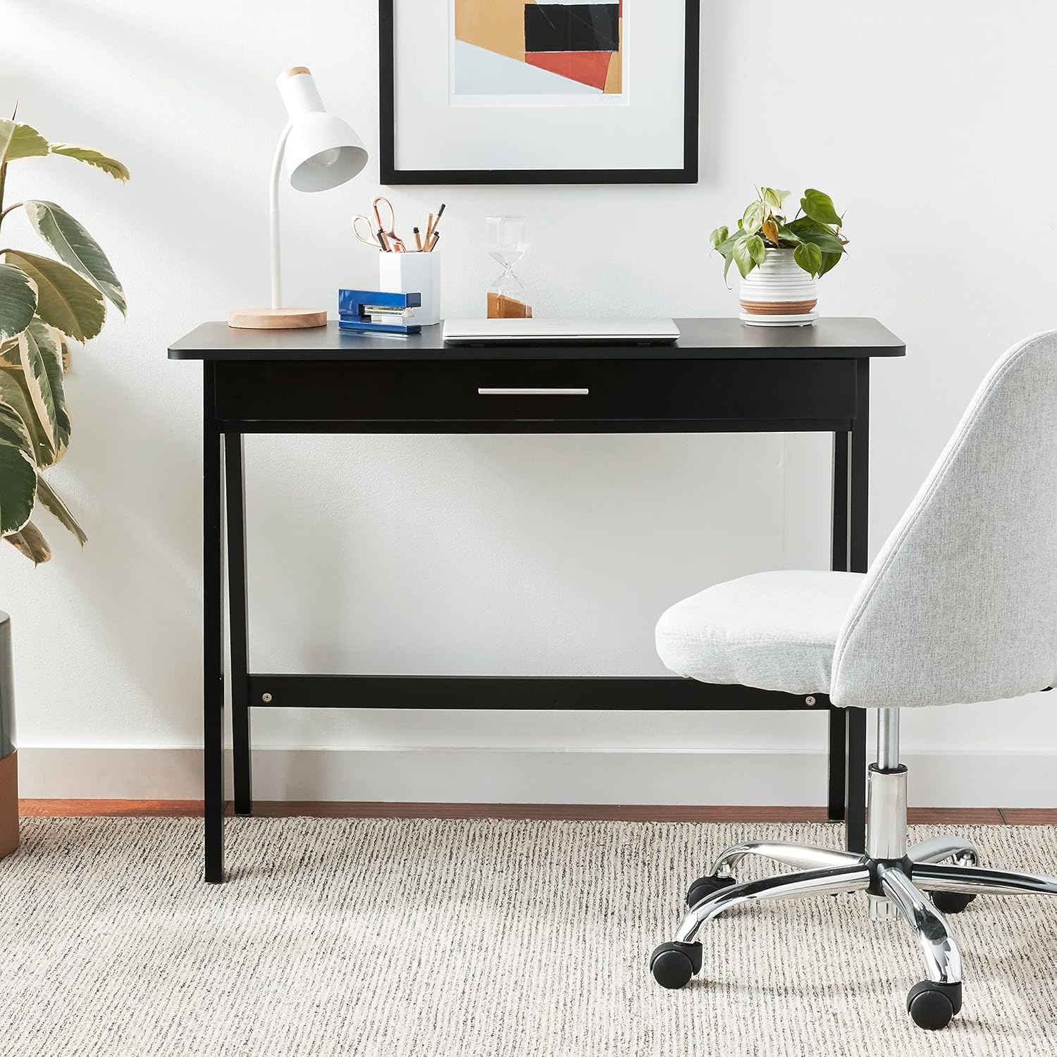 Rollins 1 Drawer Computer Writing Desk for Home Office, Black