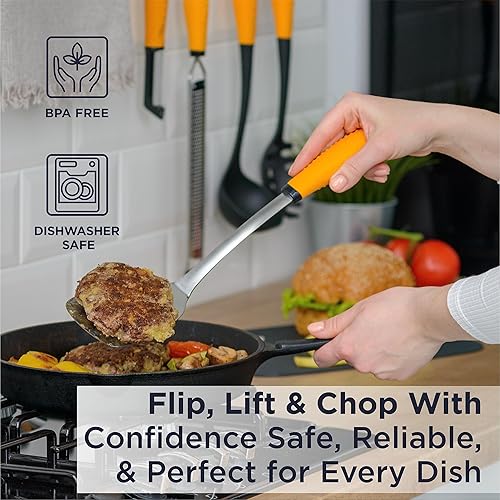 Miniatura 5 de Deiss PRO - Espátula para parrilla de cocina de acero inoxidable resistente, espátula de metal de 14.4 pulgadas para cocinar, espátula para asar,