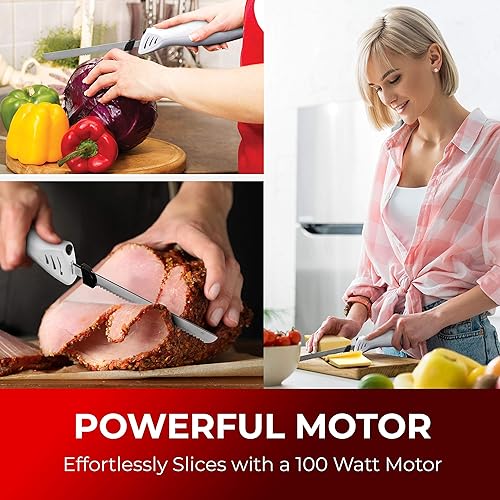 Miniatura 5 de Cuchillo eléctrico Mueller Ultra-Carver para cortar carnes, aves, pan, espuma para manualidades. Hojas de acero inoxidable, motor potente, mango