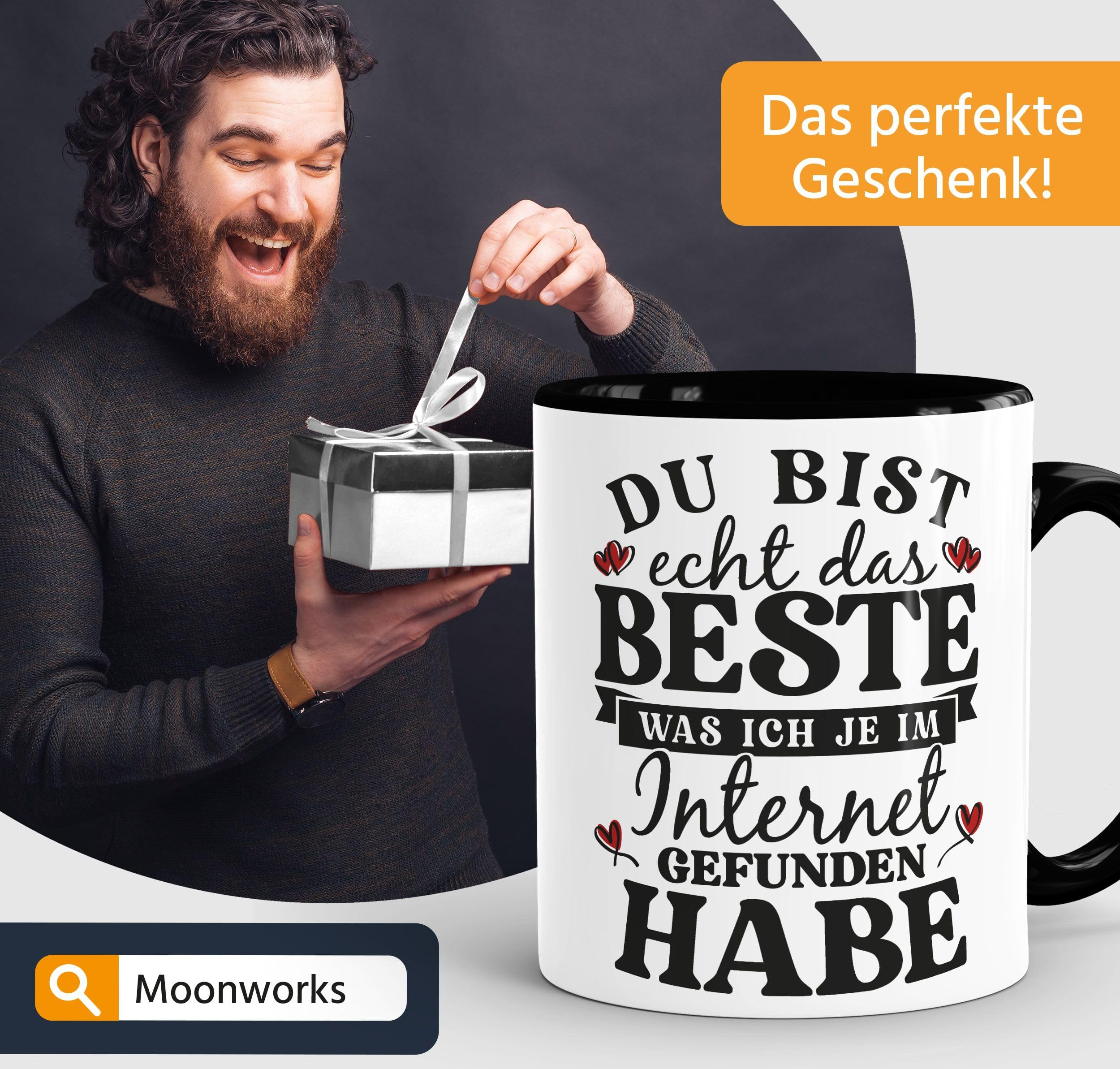 Moonworks Liebes-Tasse – Aufdruck 'Du. Ich. Läuft', 325 Ml, Spülmaschinengeeignet