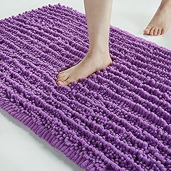 FLOLEOPA Soft Plush Microfiber Bathroom Rugs, Absorbent Non Skid Machine Wash Dry Bath Mats for Tub,Shower and Bath Room Floor Mats (17x24inches, Lavender)
