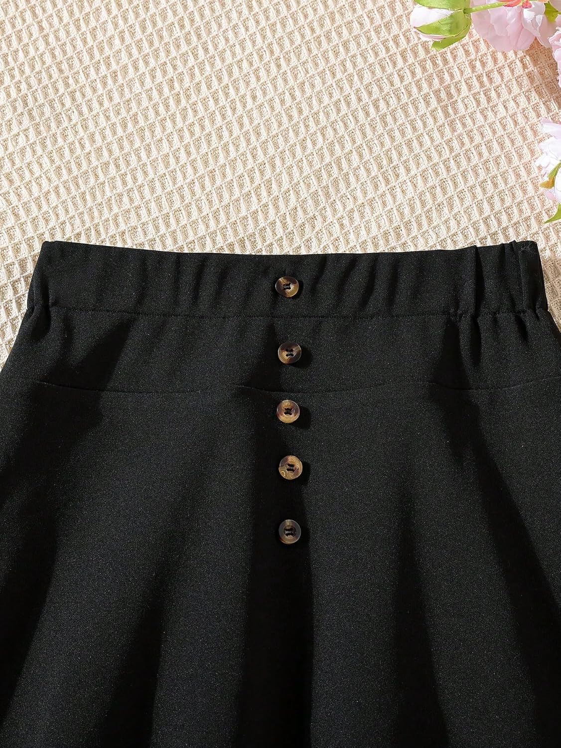 SOLY HUX Girl's High Waisted Midi Skirts Button A Line Flowy Flared Elegant Skirt - Image 4