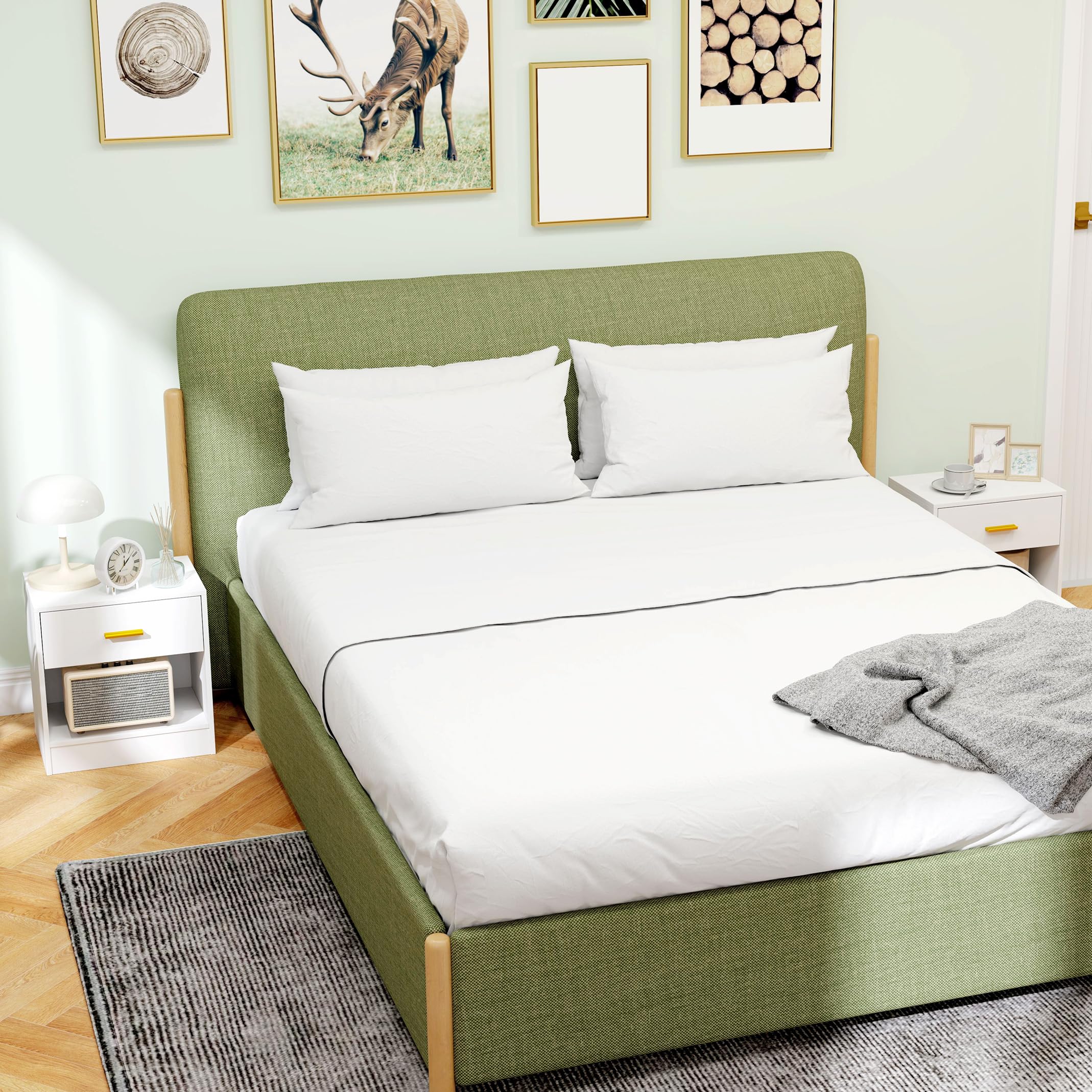 HOMCOM Set 2 Comodini Moderni con Cassetto Truciolato 39x28x41 cm Bianco | Ripiano Aperto, Comodini per Camera da Letto