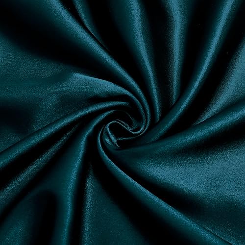 Miniatura 7 de VACVELT Juego de sábanas de satén de 4 piezas, color verde azulado oscuro, tamaño King, juego de sábanas de satén sedoso de 15 pulgadas de