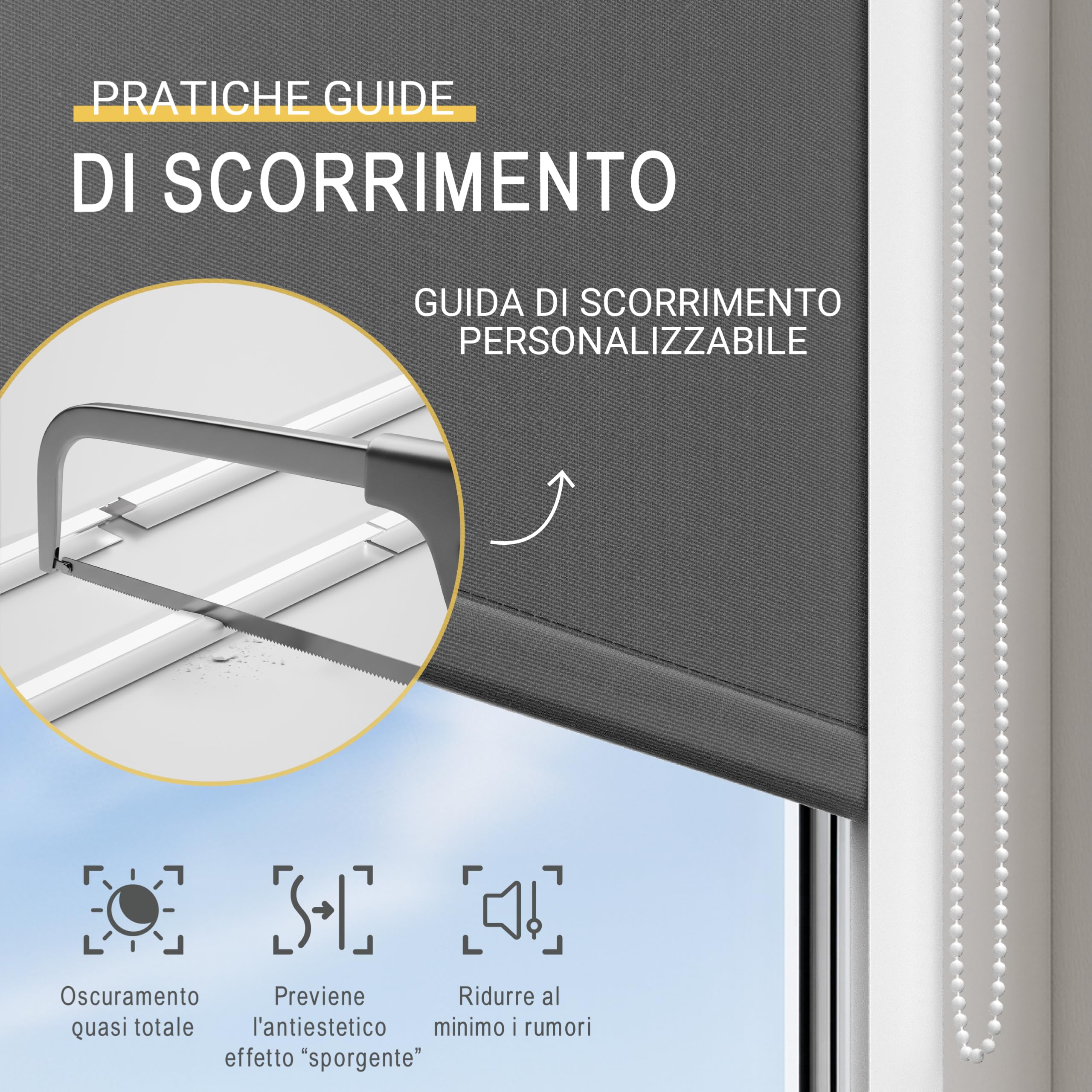 Sol Royal Tenda a rullo oscurante SolReflect K24 - tenda termica e isolante con guide laterali 80x175 antracite installazione senza perforare