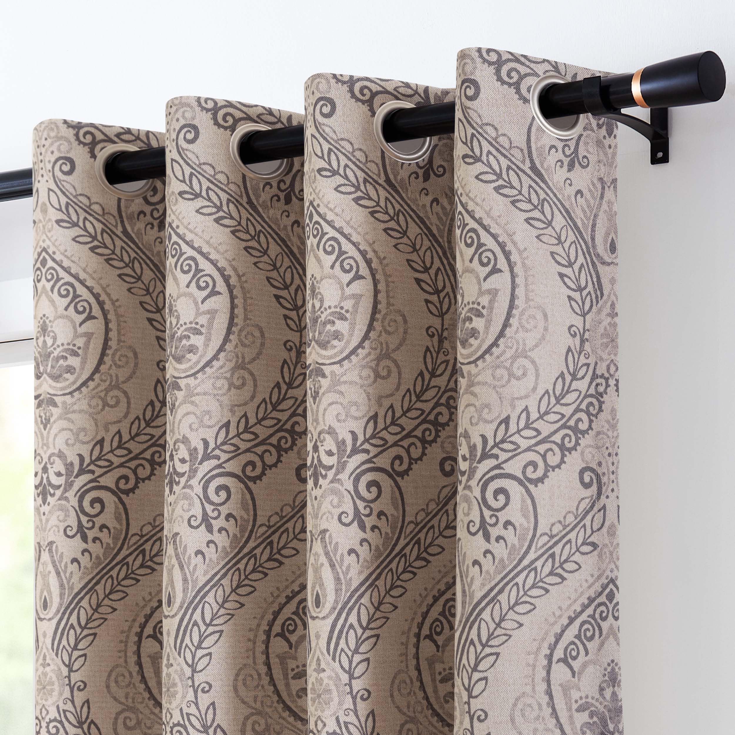 Vangao Damask Grey Curtains