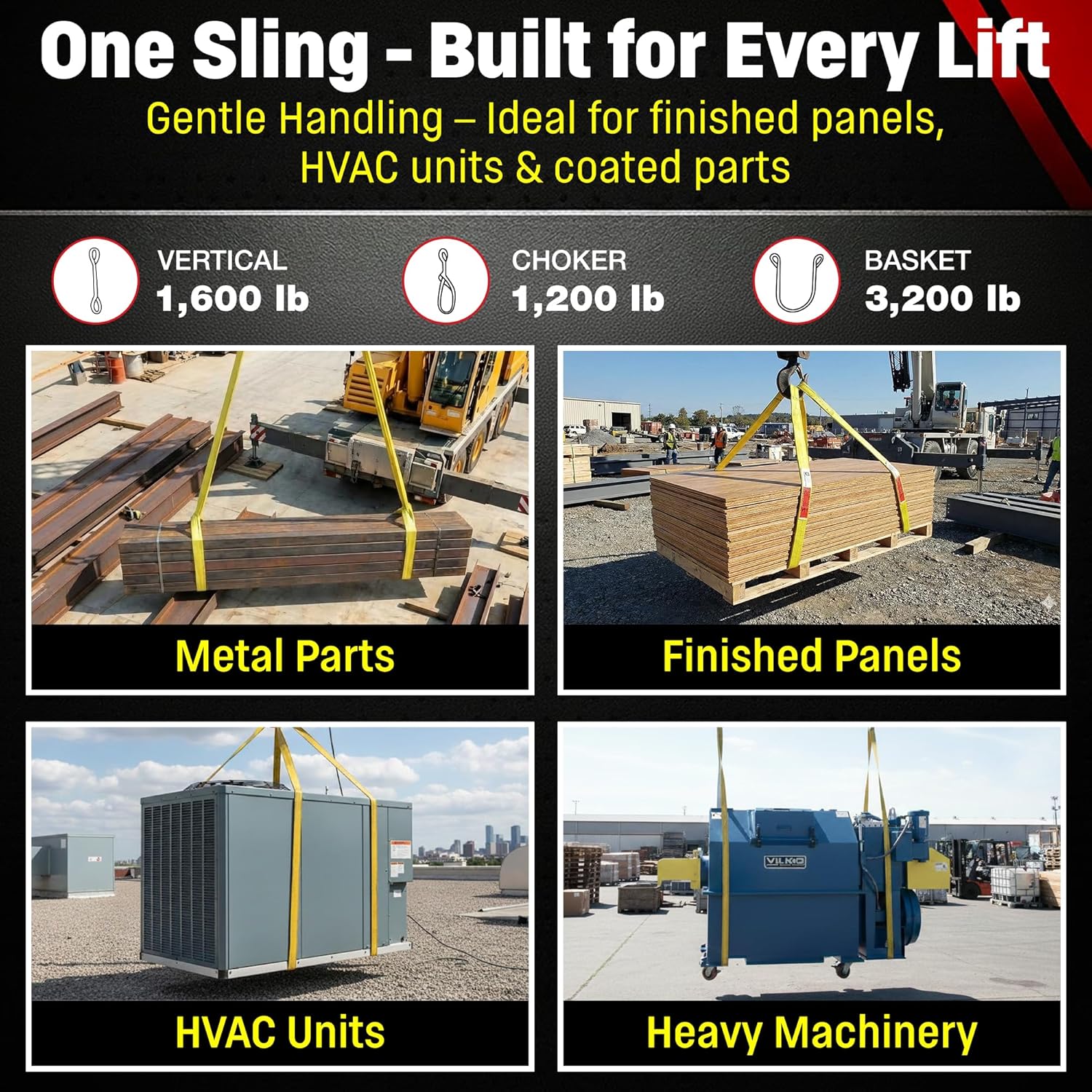 DD Sling 1 Inch x 3 Foot Nylon Lifting Sling – USA Made, 1,600 lb Vertical, 1,200 lb Choker, 3,200 lb Basket – 1-Ply Heavy Duty 900 Webbing, Type 3 Flat Eye & Eye Sling
