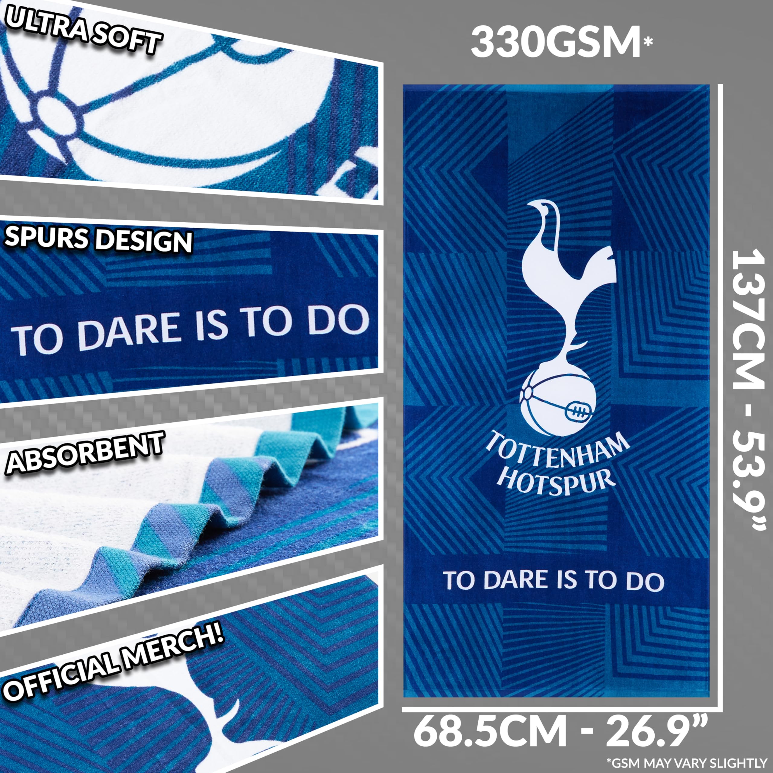 Tottenham Hotspur F.C. Toalla de baño 100% algodón, escudo de fútbol, secado rápido