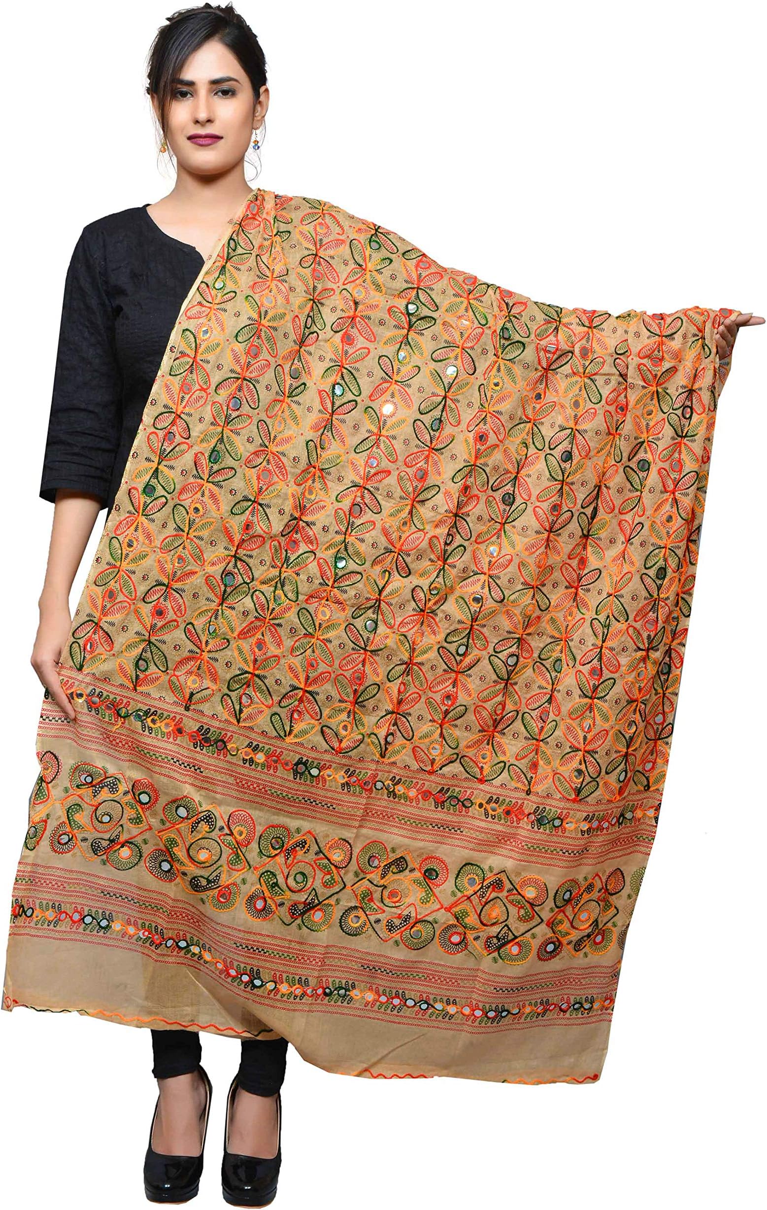 Women Embroidered Kutch Work Cotton Dupatta/Chunni RASNA
