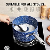 Vista 24 de Saucepan Set, Nonstick 2Qt & 3Qt Sauce Pans with Lids, Small Pot with Lid - Natural Granite, Grey