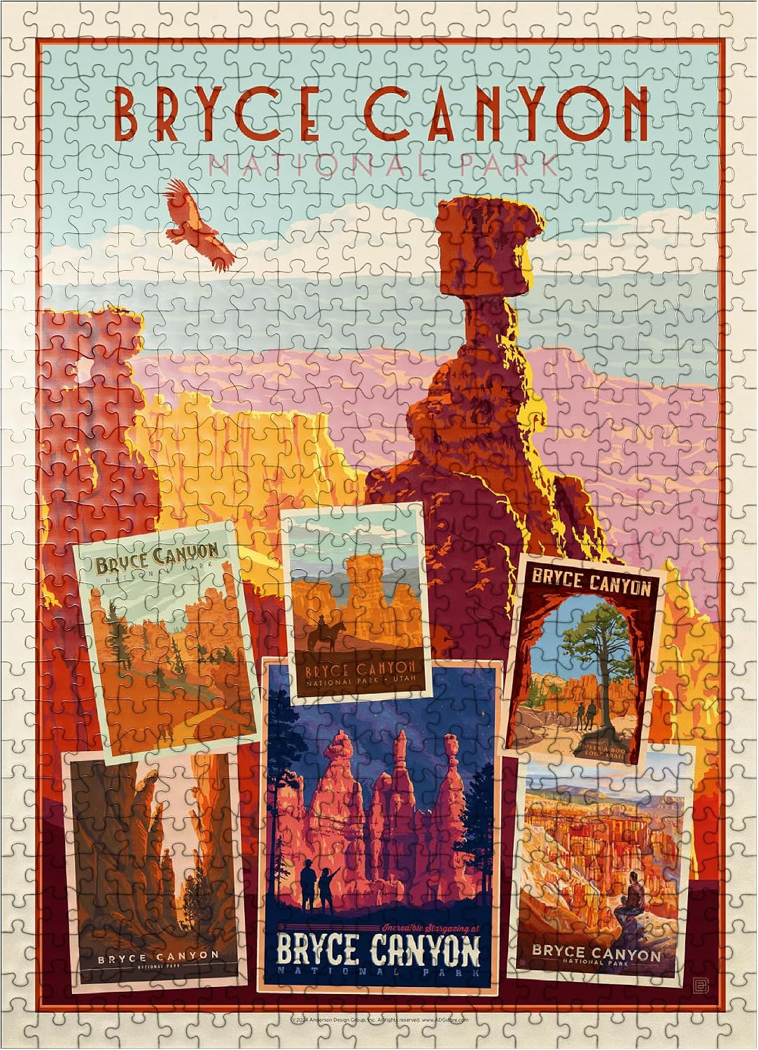 MyPuzzle Bryce Canyon National Park: Collage Print, Vintage Poster - Premium 1000 Piece Jigsaw Puzzle for Adults