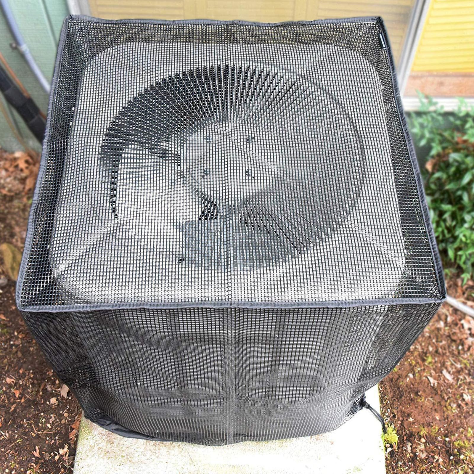 Osłona Klimatyzatora Zewnętrznego, Zmywalna Siatka Poliestrowa Powlekana PCV Osłona Modułu Klimatyzacji z Regulowanymi Paskami, Ochrona Przed Liśćmi 35,43 X 35,43 X 39,37 Cala