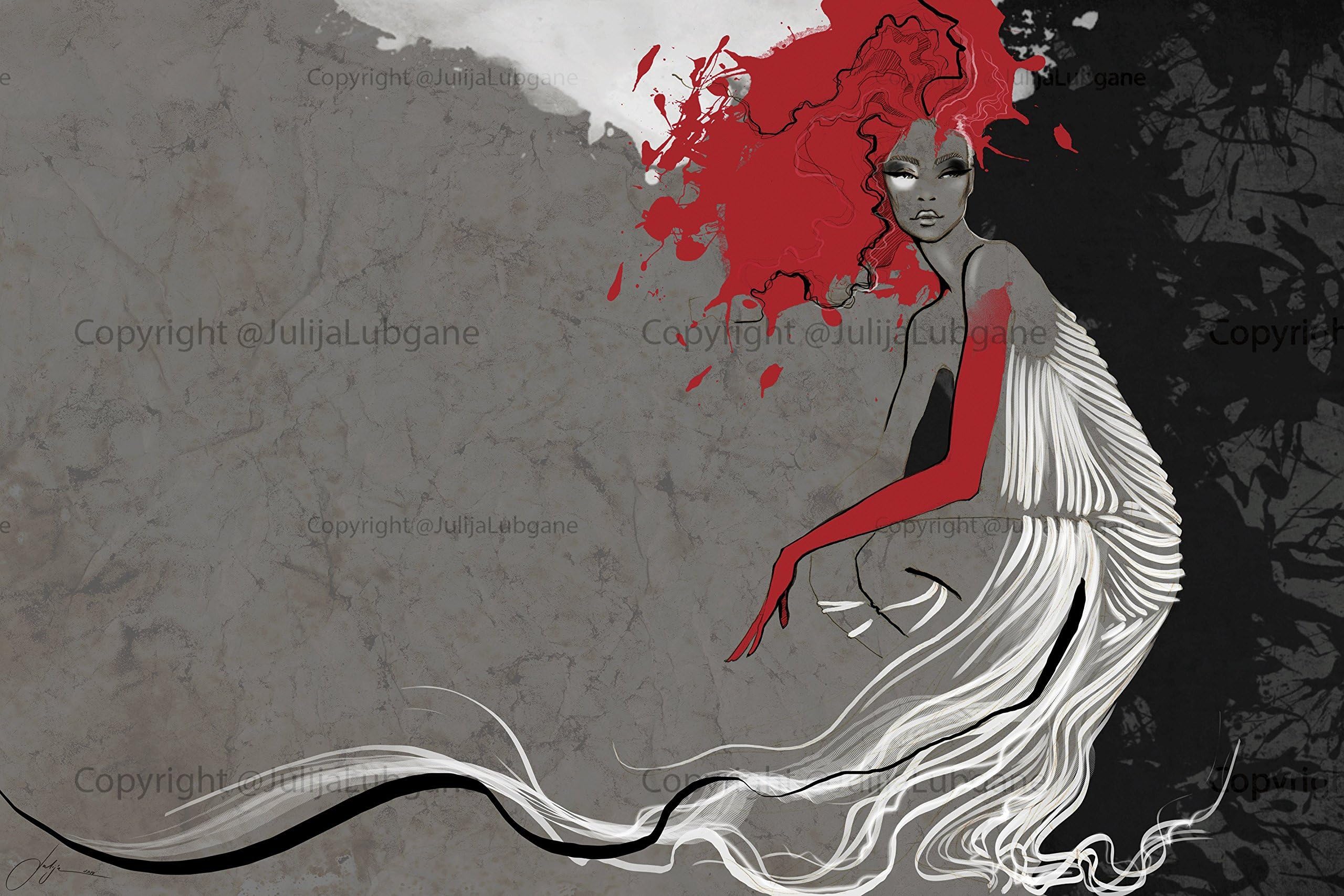 Fashion illustration art PRINT"Love" of the original pencil, ink and digital rendering gallery art piece.