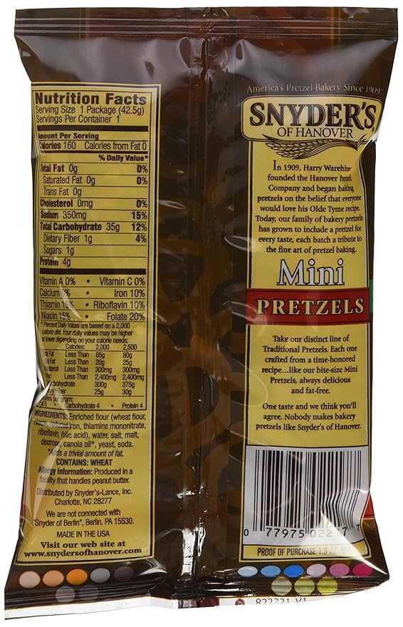 Snyder's of Hanover Mini Pretzels, 48 bolsas de 1.5 oz miniatura 4