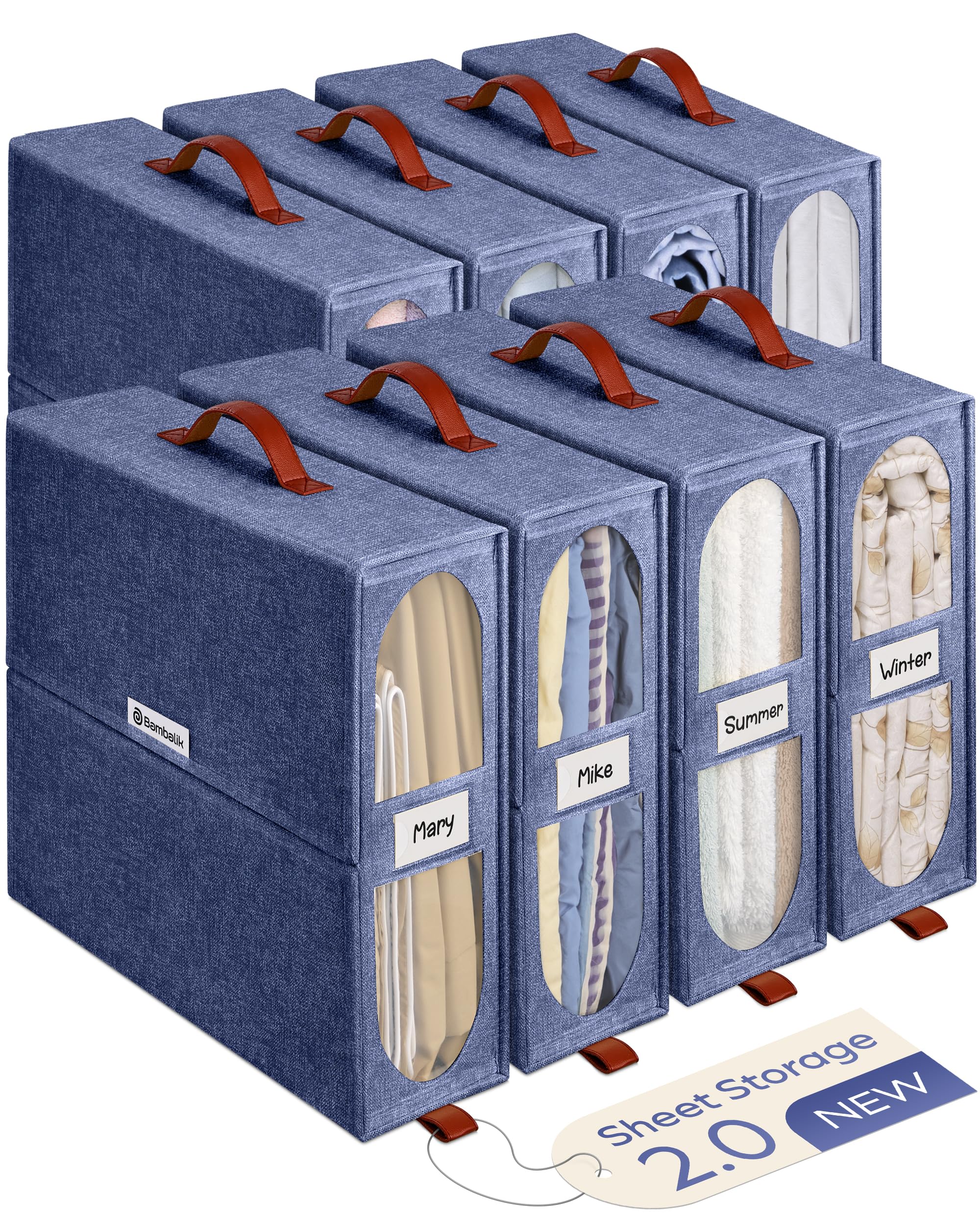 Amazon.com: BAMBALIK 8x Bed Sheet Organizer Storage Boxes with Big See ...