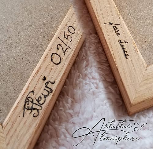 Miniatura 4 de Woodburned Felt Letter Board Set with Stand, 340 White Letters, Bag and COA - Limited Edition Mandala Design - Dark Gray Felted Board in a 10x10