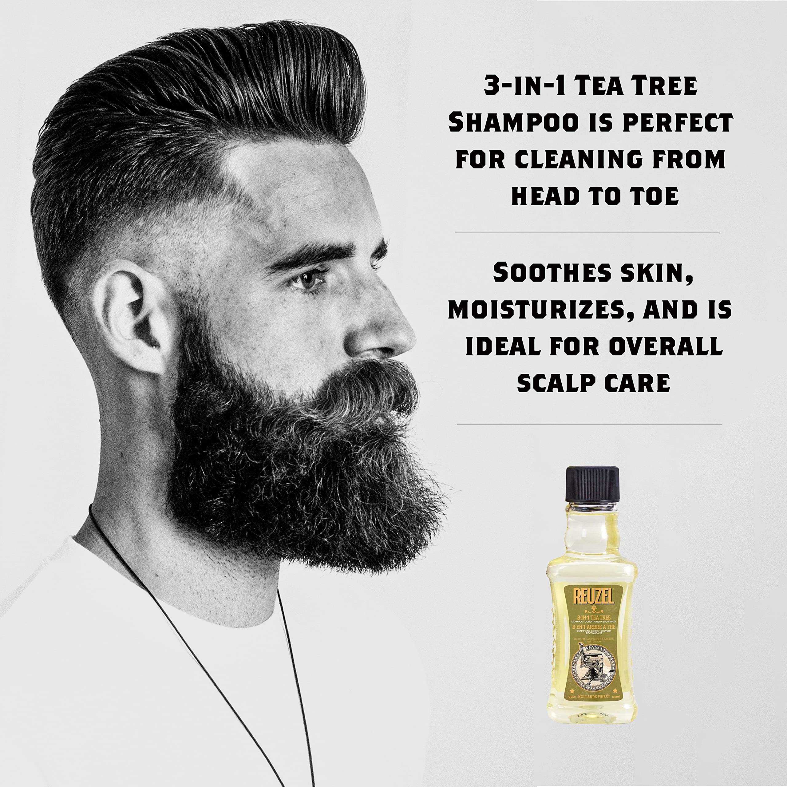 Reuzel 3-In-1 Tea Tree Shampoo, Cleanses Hair and Body