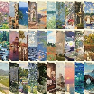 30枚の油絵のしおり、学生美術のしおり、ファンの片面のかわいいしおり、児童生徒の教室の紙のしおり (油絵風)