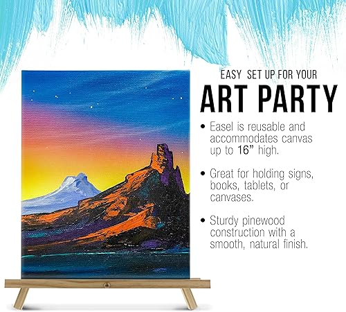 Miniatura 4 de U.S. Art Supply Caballete de mesa de madera natural de 16 pulgadas (paquete de 4)  Soporte de lona ajustable con marco en A para pintar fiestas y
