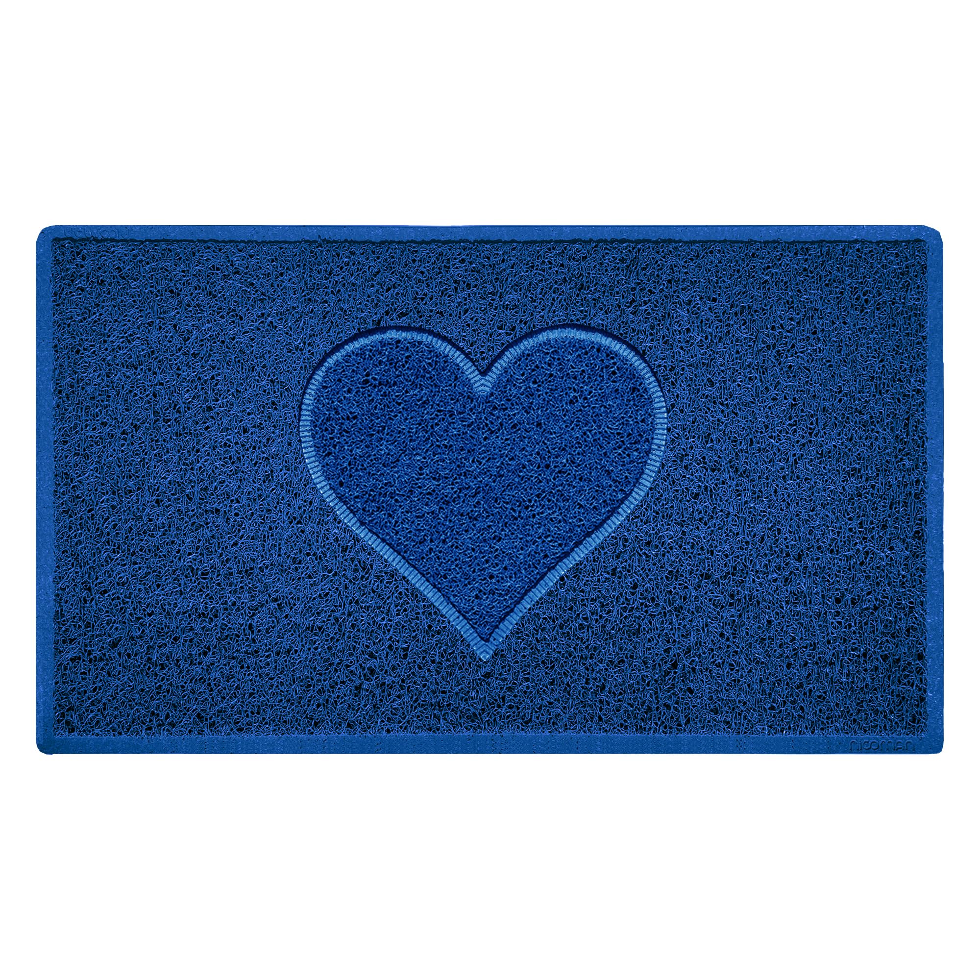 Nicoman Embossed PVC Spaghetti Heart Doormat - Blue - 45cm x 75cm