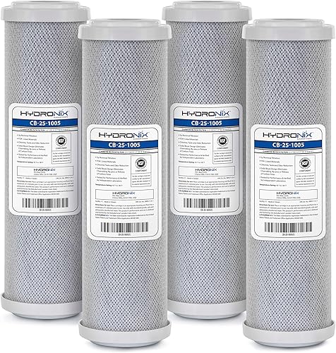 Miniatura 9 de Hydronix CB-25-1005 (2 unidades) para toda la casa RO y sistemas de bebida NSF Filtro de agua de bloque de carbono de coco 2.5 x 10-5 micras